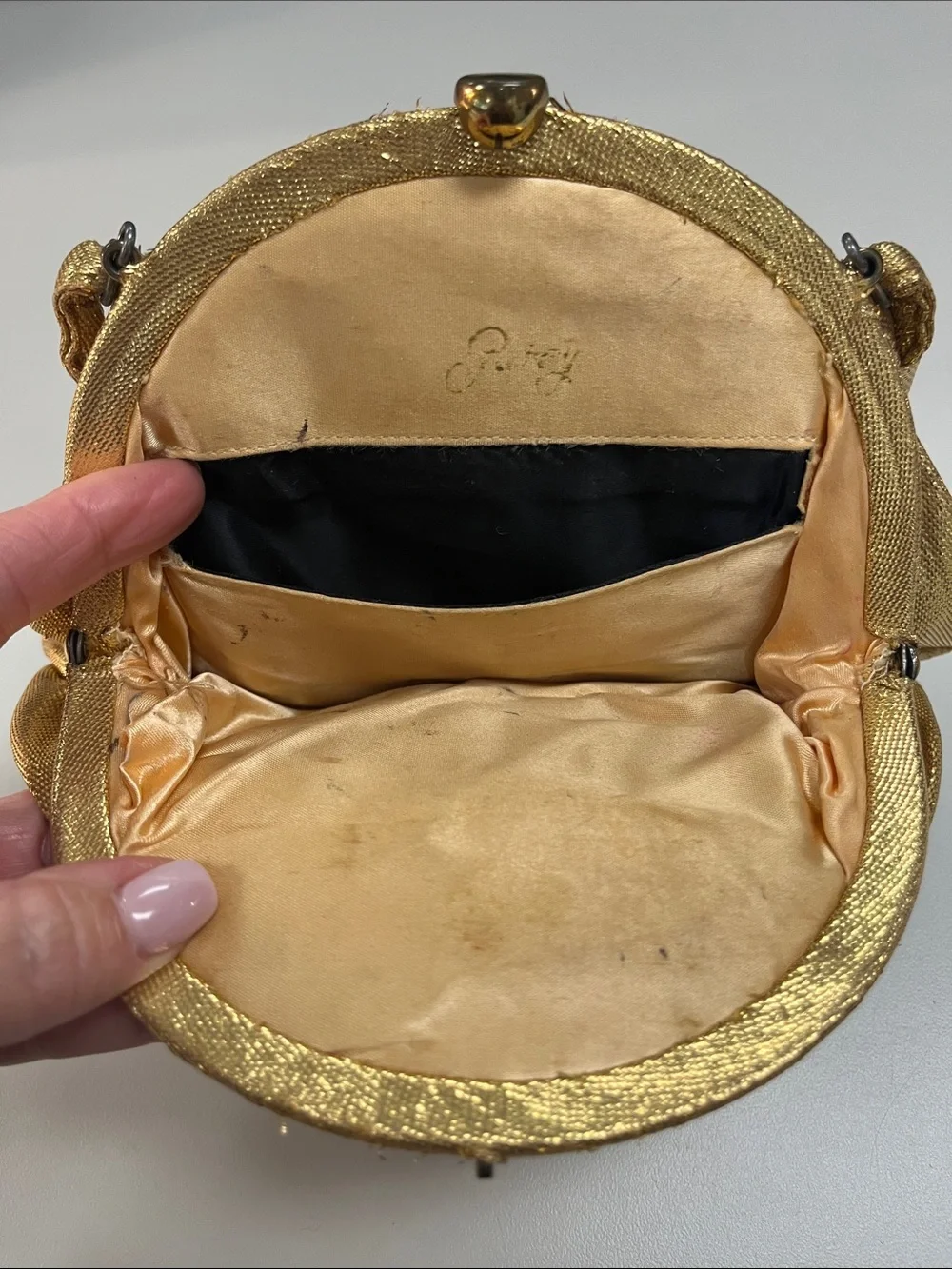 Garay Gold Lame Evening Bag /Clutch with Top Handle